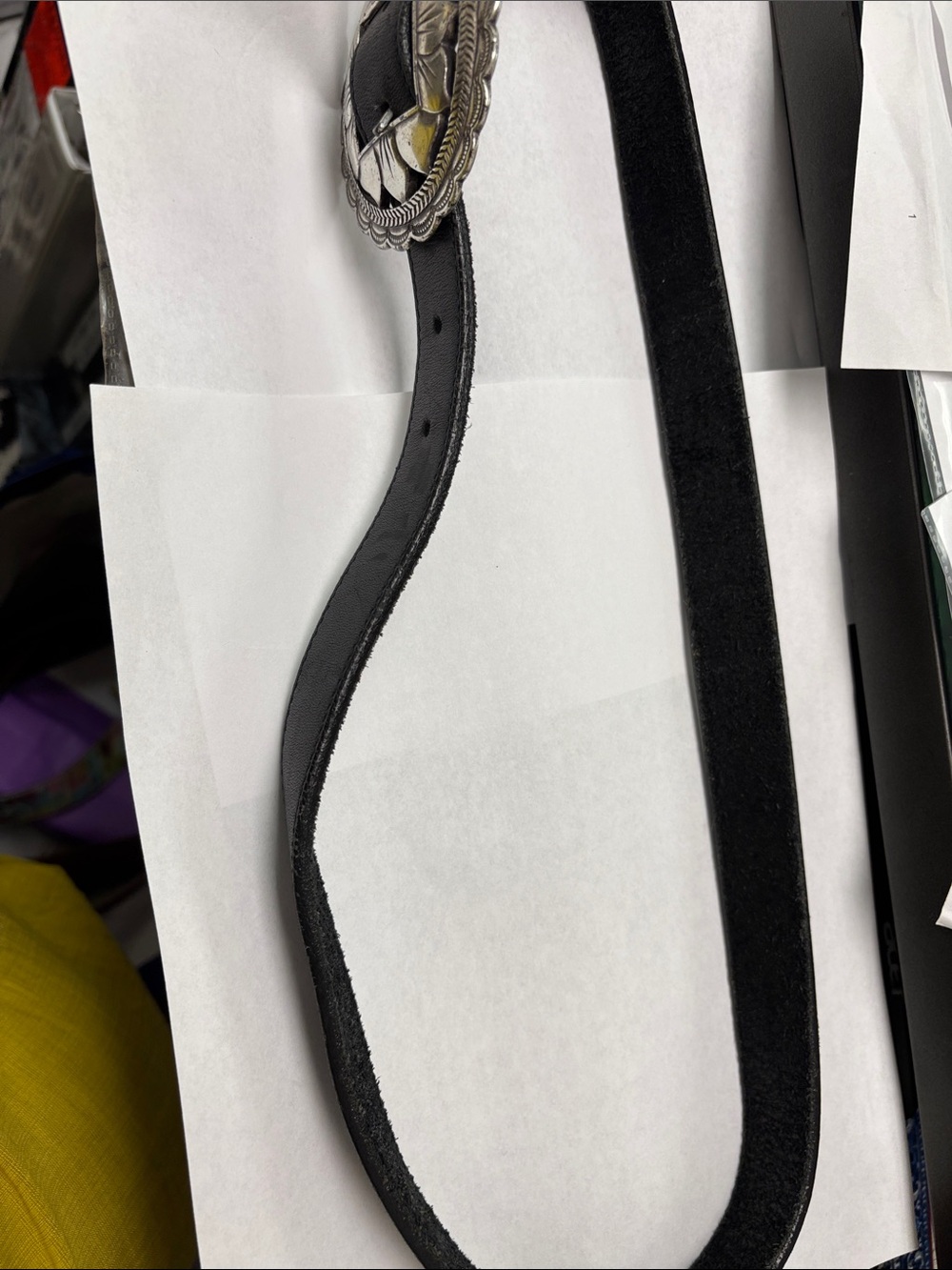 Brighton Black Suede and Leather Belt with Decorative Silver Buckle - #009